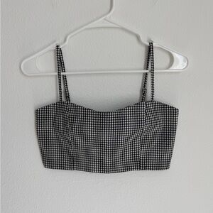 Brandy Melville Black and White Gingham Crop Top
